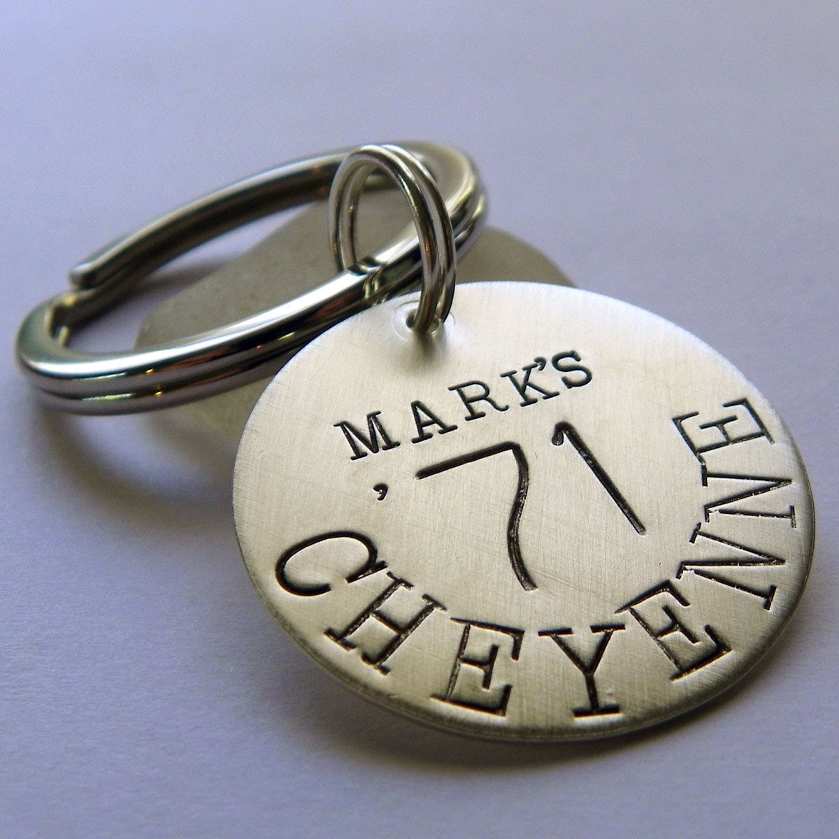 Car Lovers personalized hand stamped sterling silver keychain