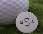 Personalized hand stamped sterling silver golf ball marker