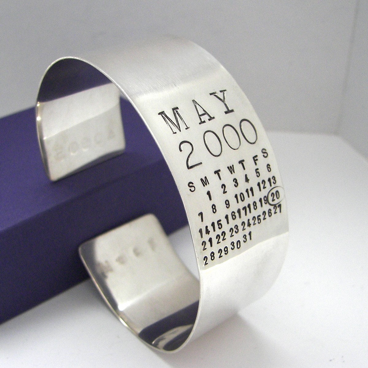 Calendar Bracelet - Mark Your Calendar Cuff - hand stamped and personalized sterling silver cuff bracelet