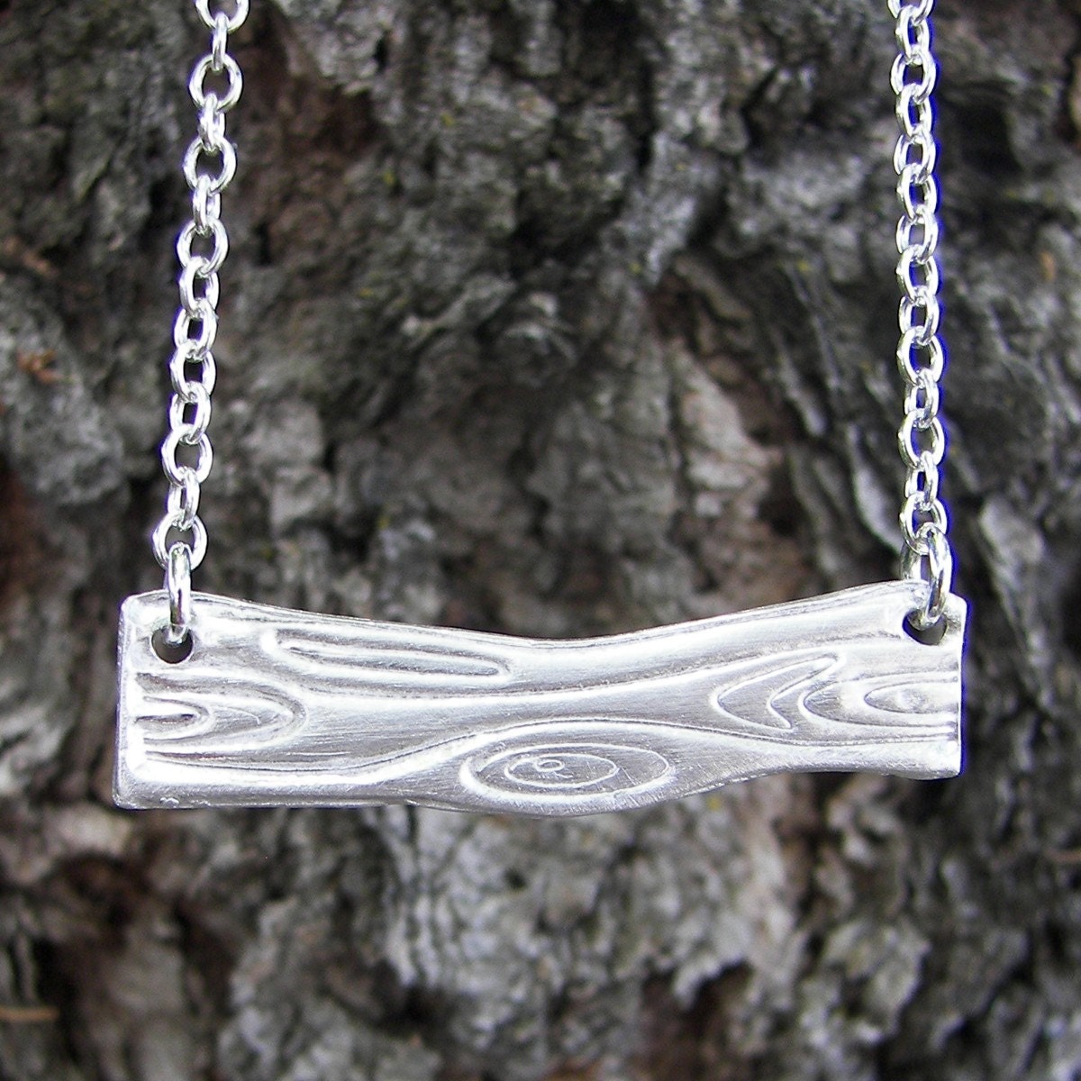 SALE - Tree Bark fine silver handmade necklace - Ready to Ship
