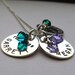 Three Disc Mother's Necklace - hand stamped and personalized with Swarovski crystals