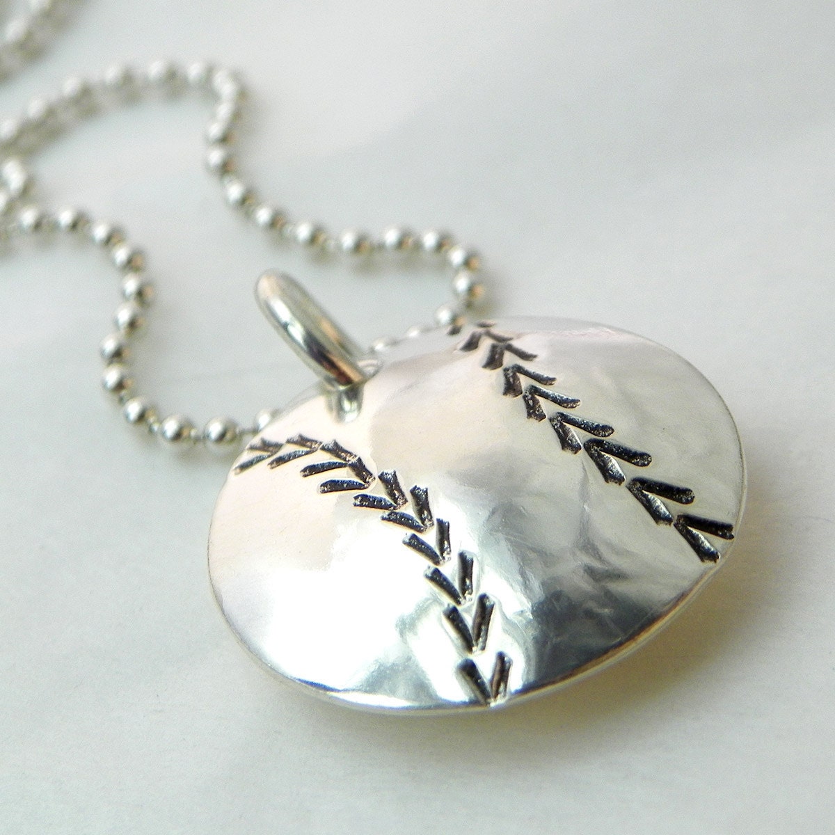 Baseball Mom Personalized Locket - Play Ball -- hand stamped and personalized sterling silver faux locket