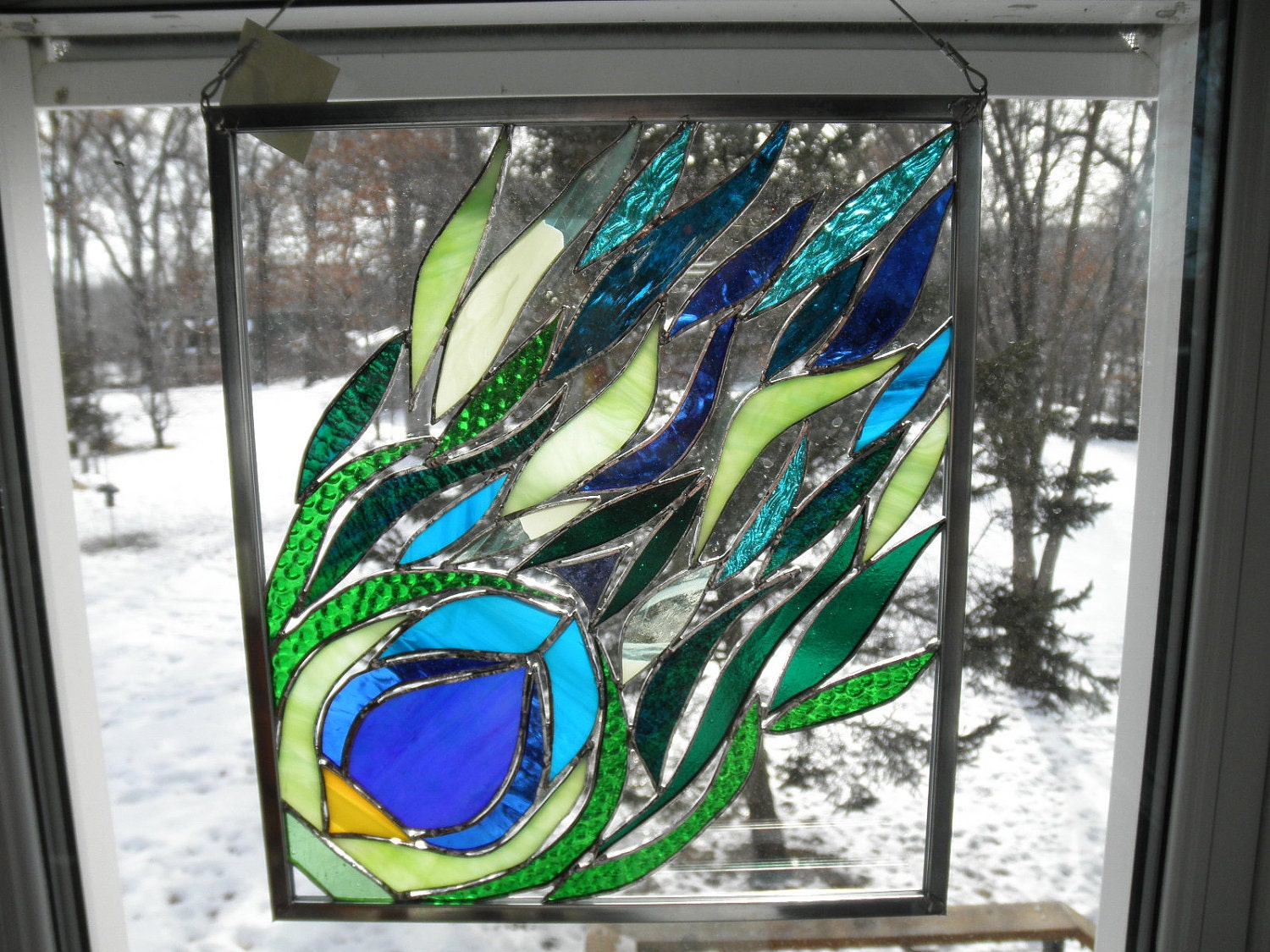 Abstract Stained Glass Peacock Feather