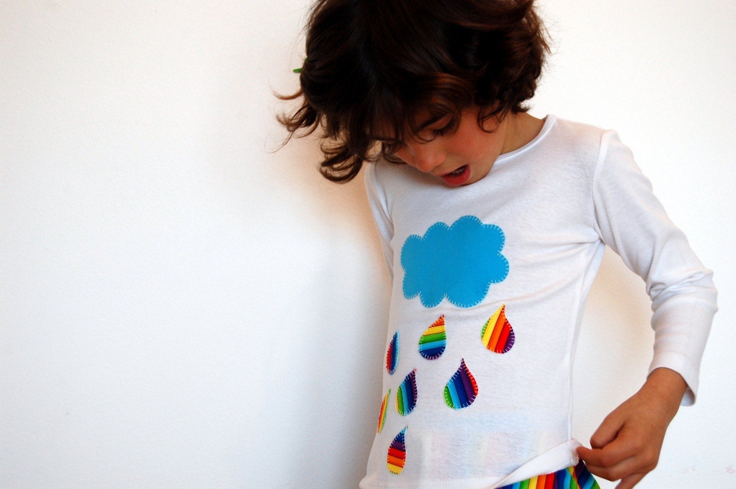 Girls or boys customised cotton t-shirt RAINBOW - Any size