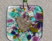 Pet or Loved One Ash Cremation Remembrance Glass Sun Catcher Wall Hanging 1 1/2" square