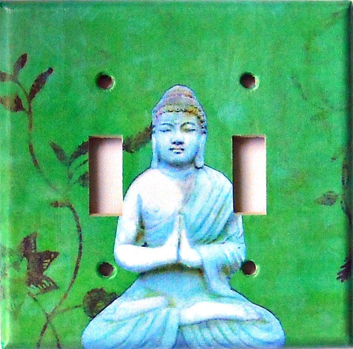 Serene Buddha on an ECONOMY double switchplate with MATCHING SCREWS (ready to ship/ P-b)