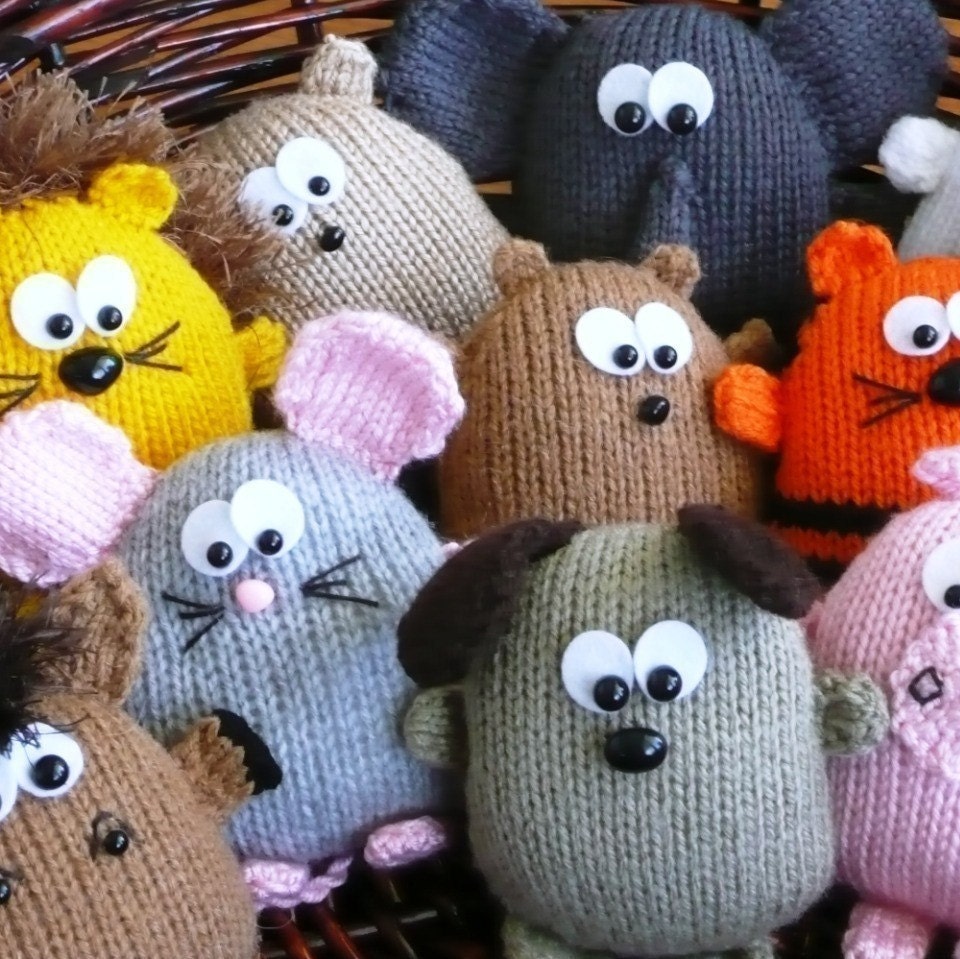 Peter's Pals - hedgehog dog lion tiger horse pig elephant hamster rabbit mouse bear beaver - INSTANT DOWNLOAD PDF Knitting Pattern