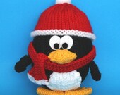 Wintery Christmas Penguin - INSTANT DOWNLOAD PDF Knitting Pattern