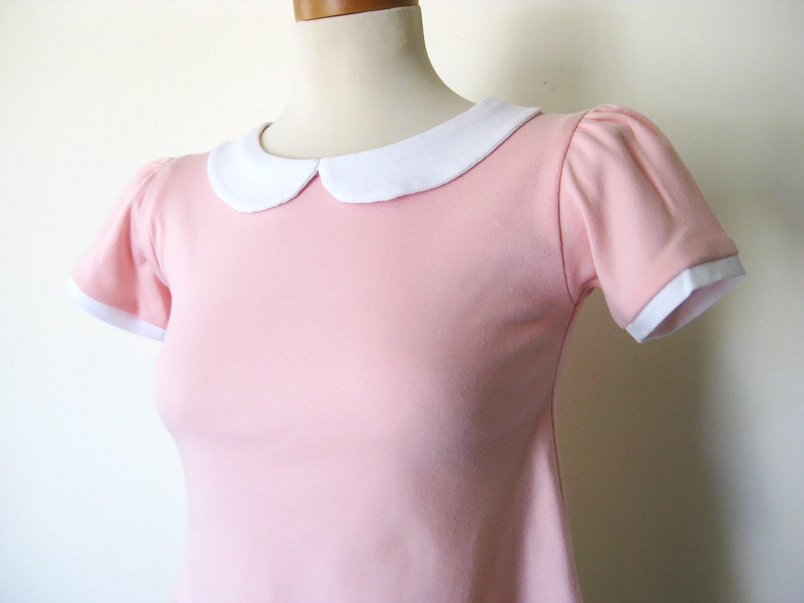 Peter Pan Collar Shirt Pink Crop Tee