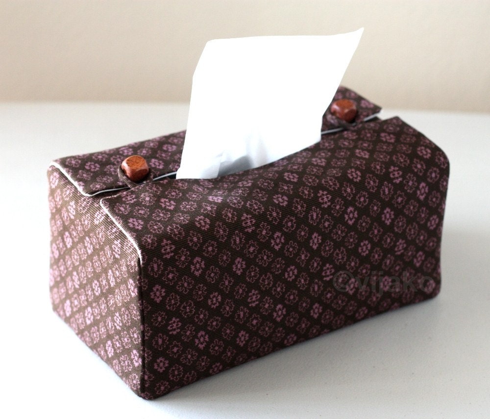 Lavender n brown tissue box cover