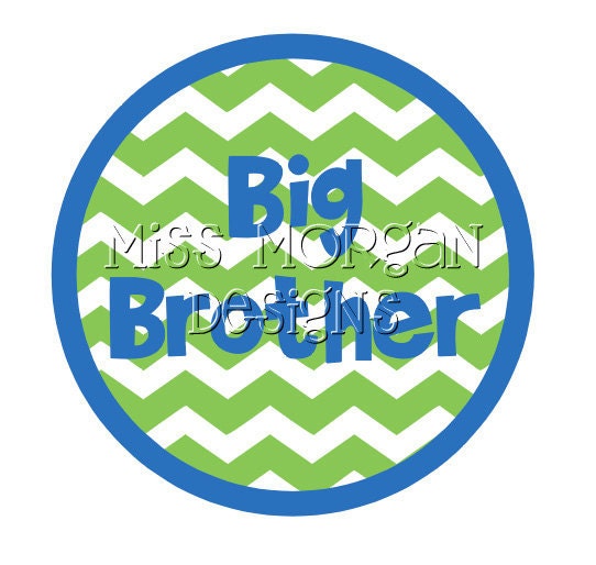 Personalized Chevron Big  Brother  sibling iron on decal vinyl for shirt