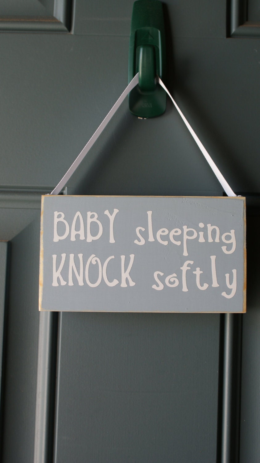 PLEASE knock BABY sleeping door hanger - wood and vinyl sign