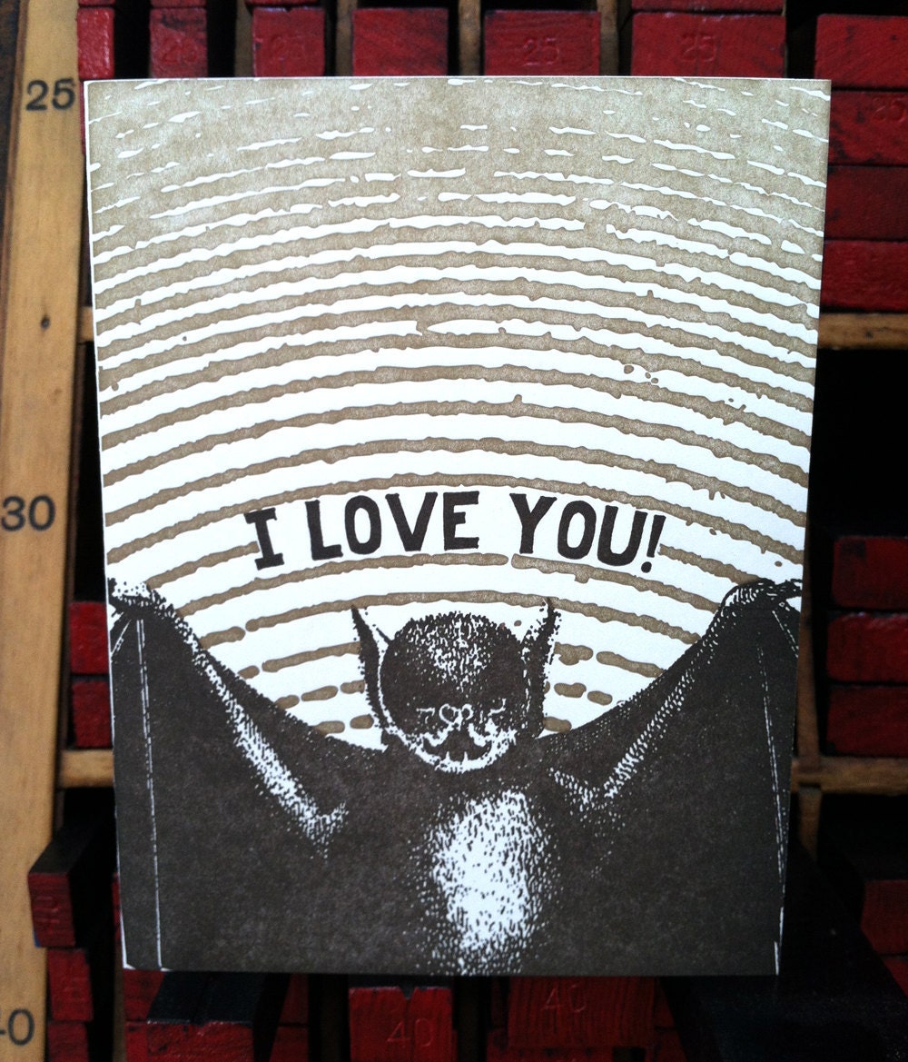 Bat Love letterpress card
