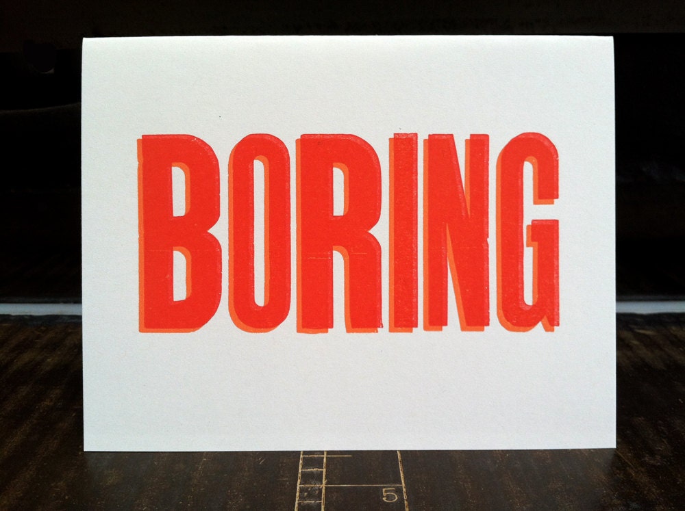 BORING letterpress card
