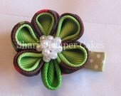 Kanzashi Flower Hairclip on Lined Alligator Clip