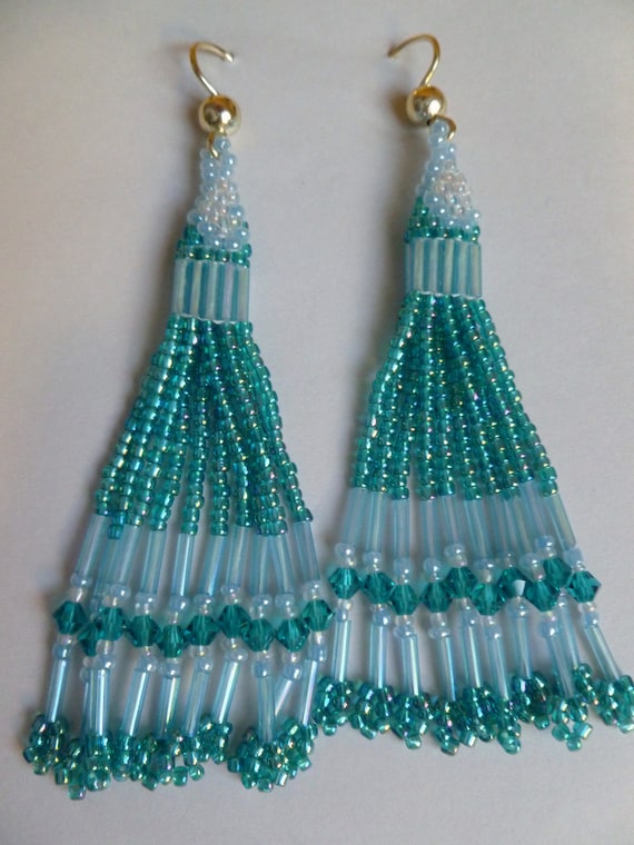 Beaded Earrings- Falling Water