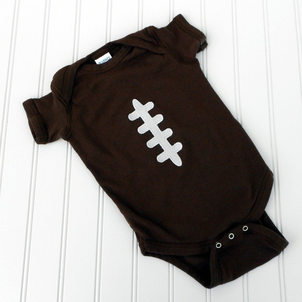 Great Baby Shower Gift READY TO SHIP Onesie - Football sewn applique for boys or girls