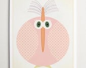 Wall Art, Nursery Wall Art, Bird Print, Bird Art, Nursery Print, Modernpop, Ms. Fat Old Funny Bird - 13" x 16"