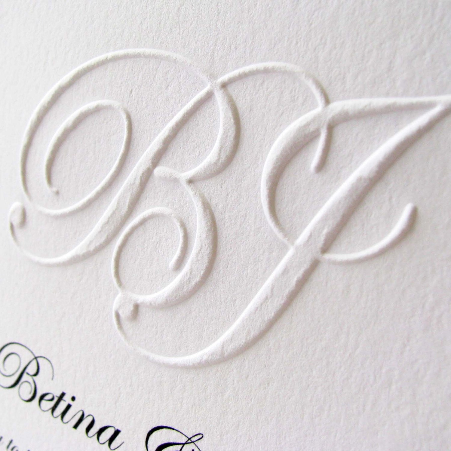 Embossed wedding invitations Custom Monogram