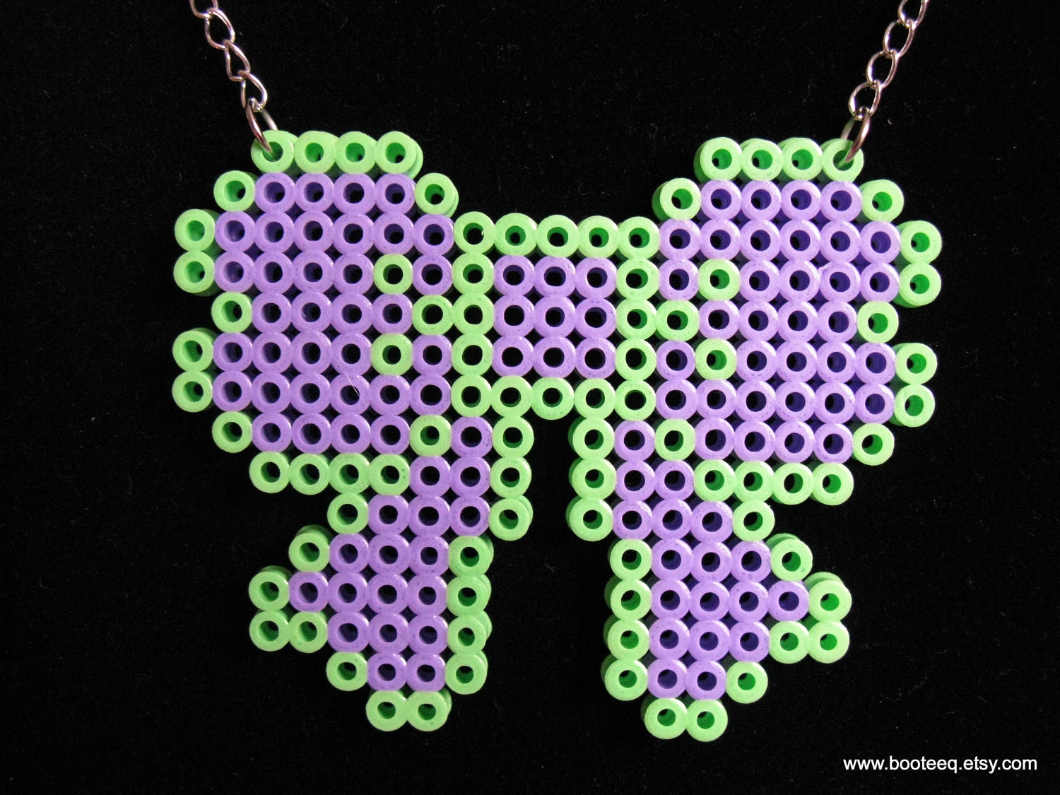 Lime n' Lavender bow necklace