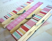 Sugar Stripes - Decorated Clothespins Fridge Magnets - Set of 3