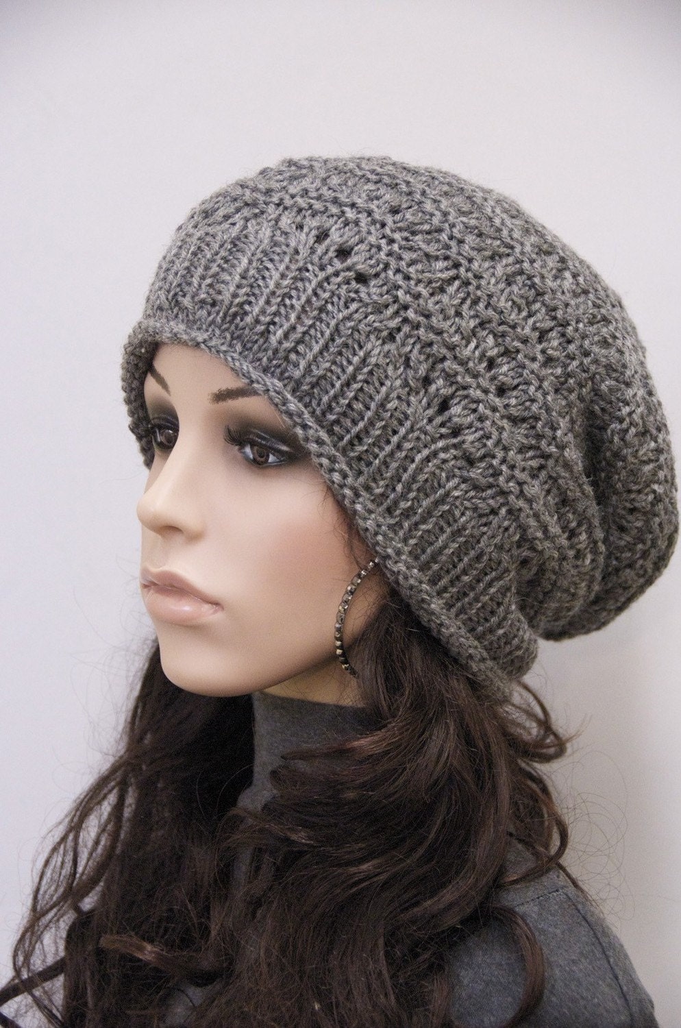 slouchy Knit hat beanie Chunky Charcoal Wool MaxMelody Hat pattern hatwool best by hat