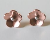 Copper Jasmine Flower Post Earrings