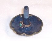 Ring Dish Holder Handmade Ceramic Ring Catcher Sapphire Blue Wheel thrown  Stoneware Ceramics Pottery