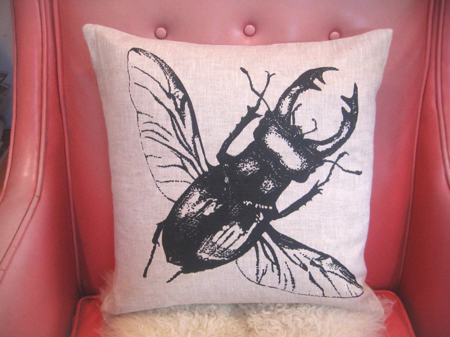 Linen Stag Beetle Pillow