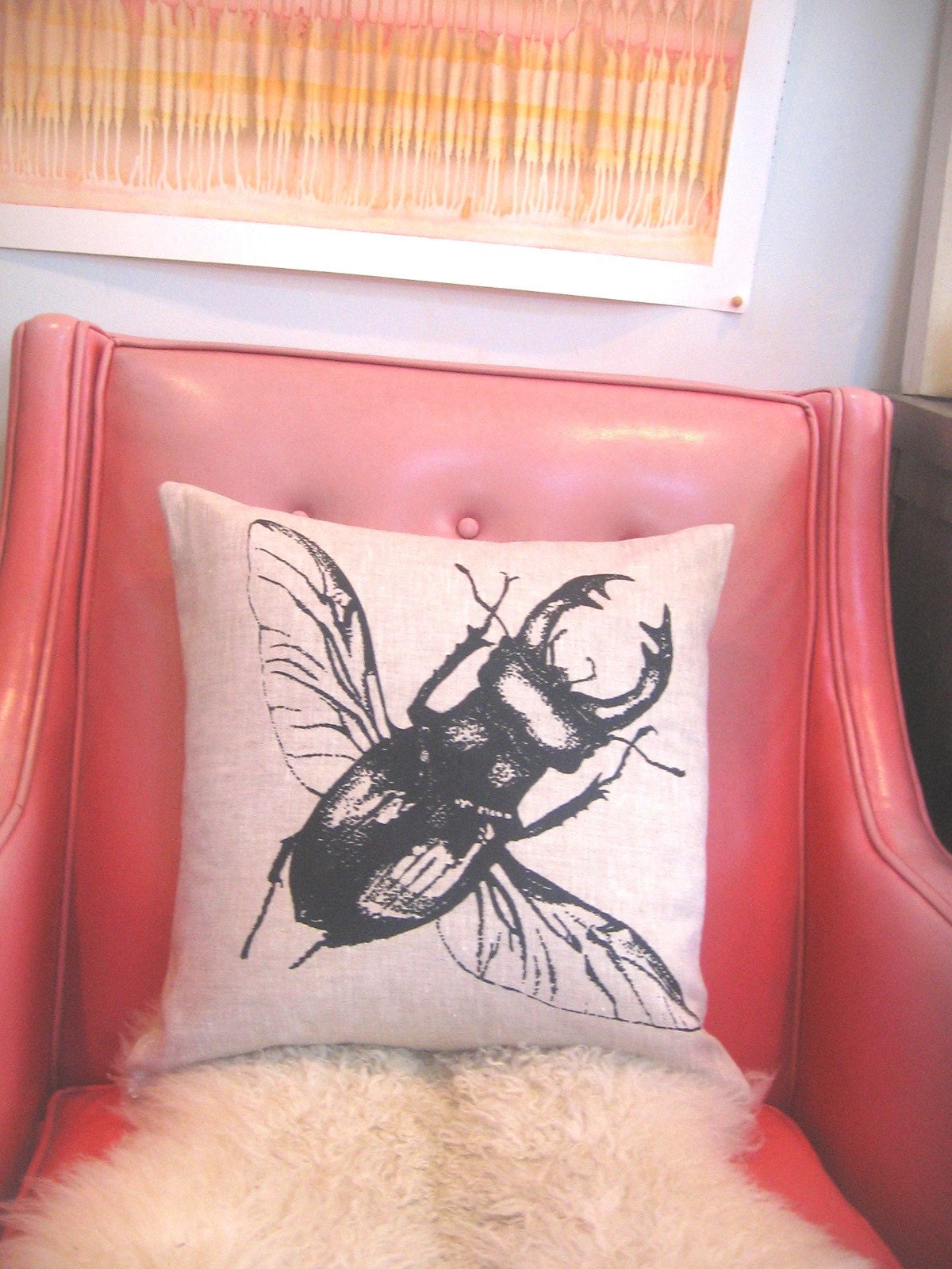 Linen Stag Beetle Pillow