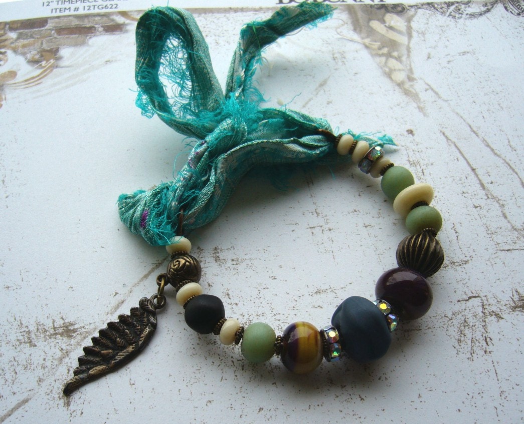 Trust  Bangle bracelet with ancient beads ooak