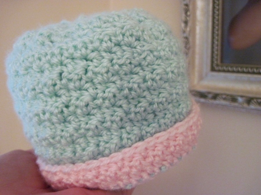 Just Born Baby Cap - Mint Green and Baby Pink