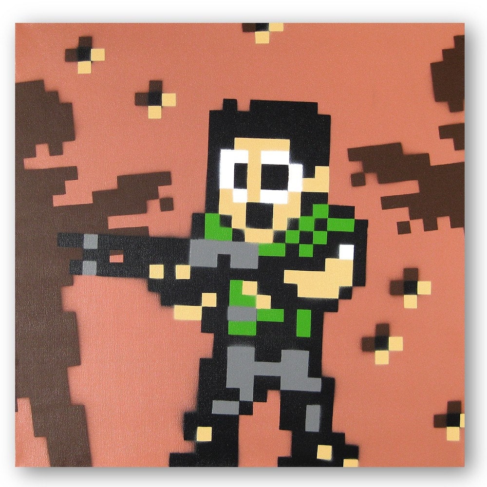 8-Bit Evil - Inspired by Resident Evil - Graffiti on Large Canvas by Arcade Art
