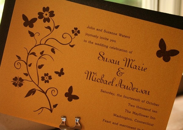 Floral Vine Butterfly Wedding Invitation - Deposit to get started