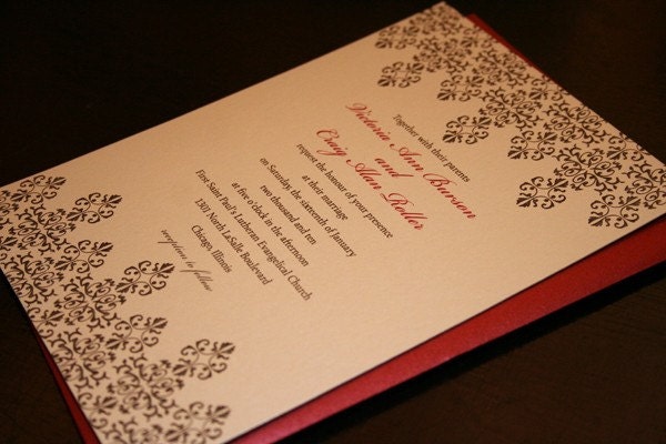 Wedding Invitation Damask  - Deposit to get started