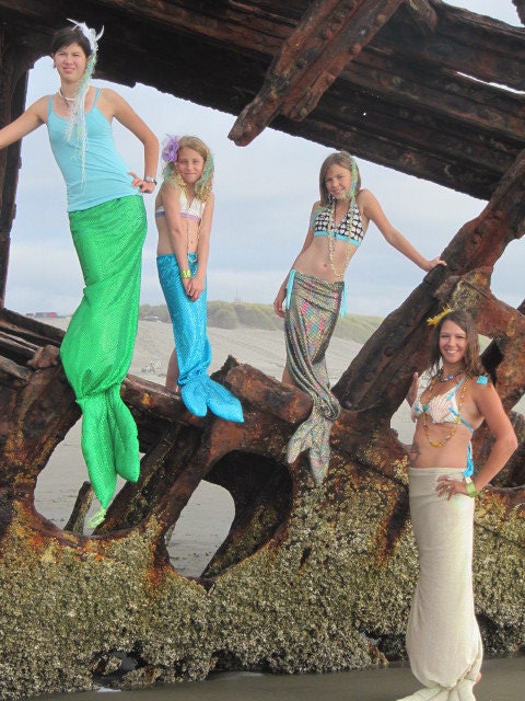 Mommy and Me Mermaid costumes with Sea shell tops