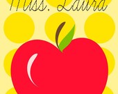 Yellow Polkadot Red Apple Teacher Print Il_170x135