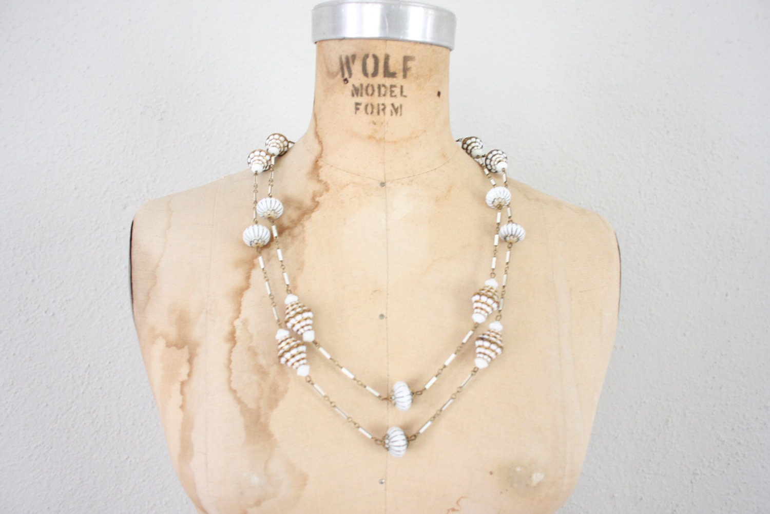 Vintage Mid Century Necklace // 1960s Brass and Glass Beaded Jewelry
