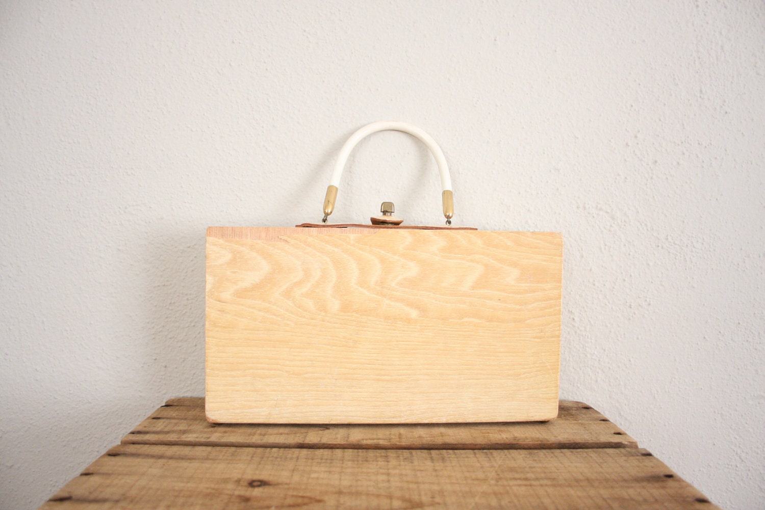Mid Century Box Purse // 1960s Painted Wooden Bird Handbag // The Original Box Bag