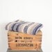 Vintage Blanket // 1970s Striped Throw in Blue and Brown // Southwest Style Blanket // Rustic Home Decor
