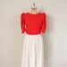 Vintage Day Dress // 1970s Red and White Shift Dress