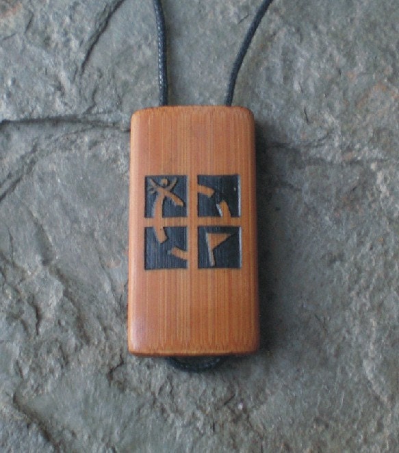 Geocaching No. 1 - Laser Engraved Bamboo Pendant
