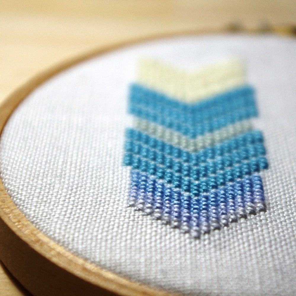 Soft Blue Arrow Embroidery / OOAK
