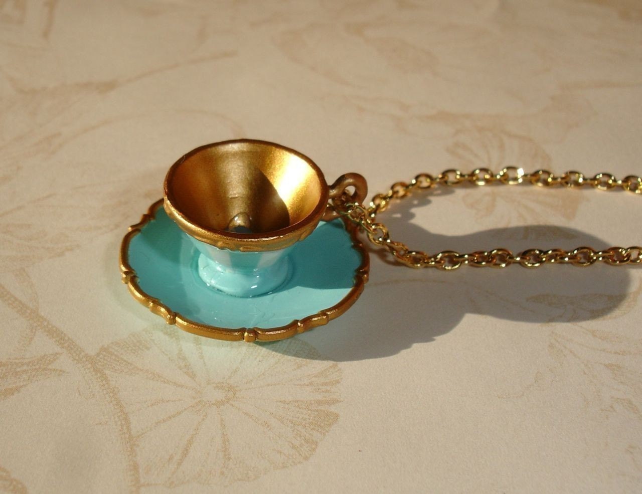Alice in Wonderland Tea cup Necklace III - Miniature tea cup necklace Ltd. Ed.