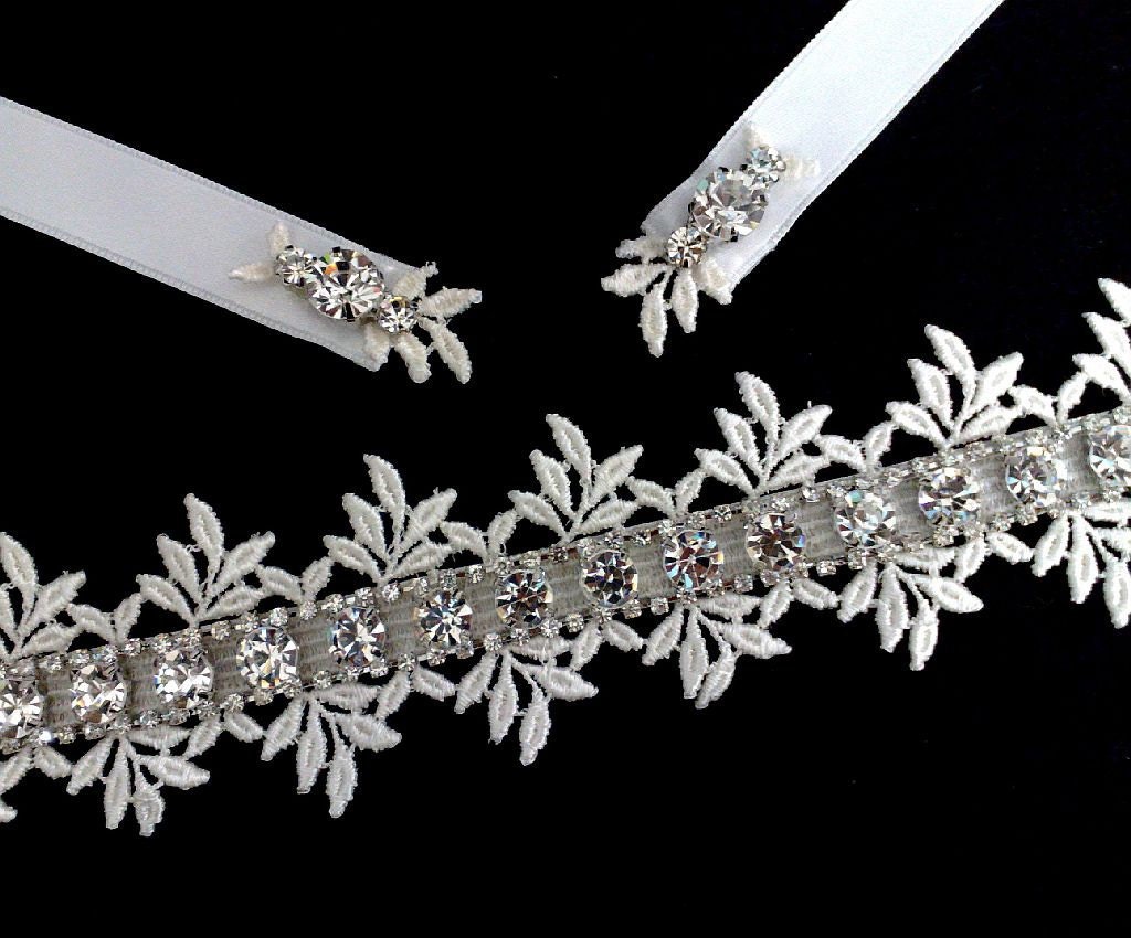 Lace Bridal Headband, Vineyard Wedding, Silver or Gold Crystal Hair Accessories, BOTANIQUE