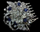 Something Blue Wedding Haircomb, Flower Bridal Hair Jewelry, Custom Color Accessories, BLUE BOUQUET