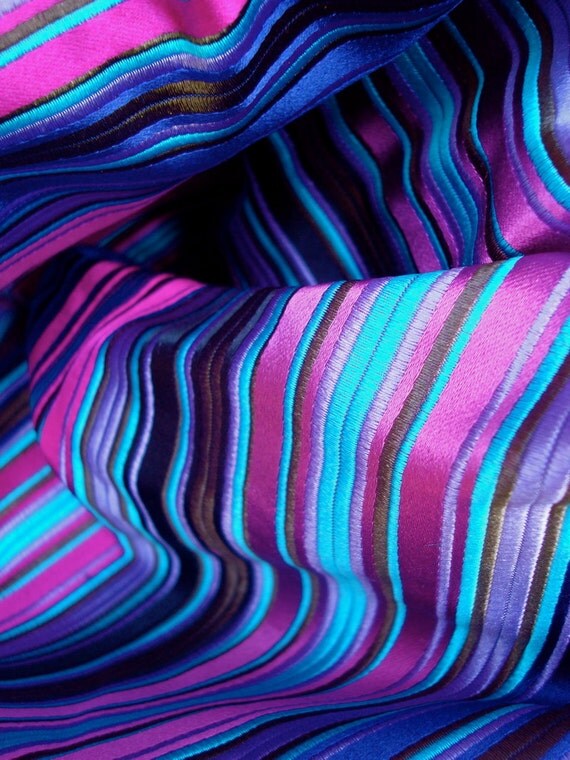 Pure Silk Tie Brocade Fabric Tie Silk Stripes by WideEyedGirls
