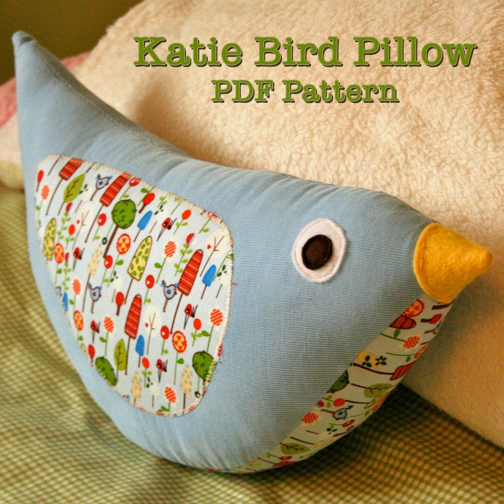 Katie Bird Pillow PDF Pattern Easy Fast Adorable