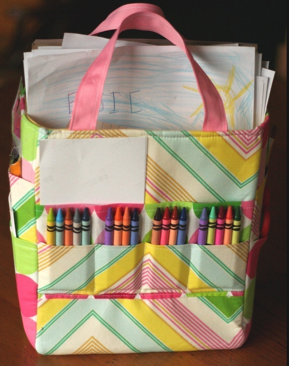 Art Caddy Tote PDF Pattern Ebook organize your art crayons pencils pads paints
