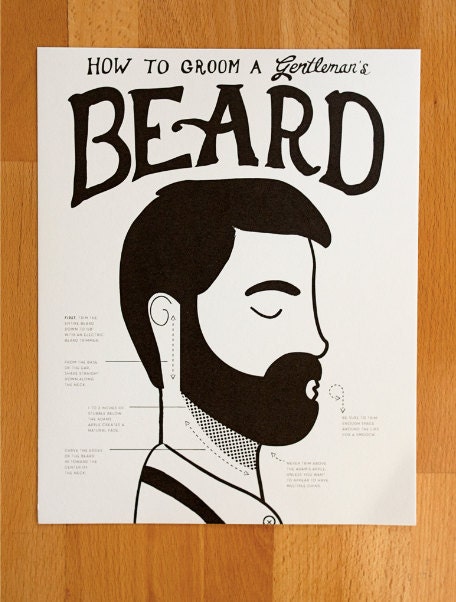 How to Groom a Gentleman's Beard fine art Print - 8x10